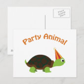 Party Animal Turtle Uitnodiging Briefkaart (Voorkant / Achterkant)