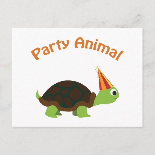 Party Animal Turtle Uitnodiging Briefkaart (Voorkant)