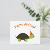 Party Animal Turtle Uitnodiging Briefkaart (Staand voorkant)