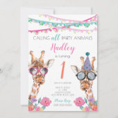 Party Animals 1st Verjaardag Uitnodiging (Voorkant)