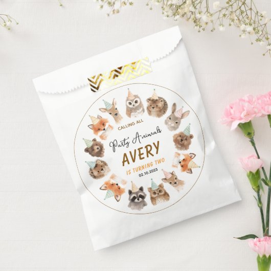 Party Animals 2nd Birthday | Cute Jungle Animal Bedankzakje (Gezegeld)