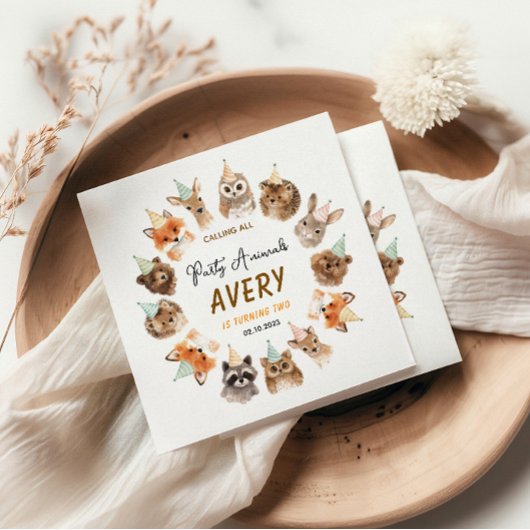 Party Animals 2nd Birthday | Cute Jungle Animal Servet