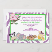 PARTY ANIMALS Baby Girl 1e verjaardag Oerwoud 5x7 Kaart (Voorkant)
