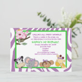 PARTY ANIMALS Baby Girl 1e verjaardag Oerwoud 5x7 Kaart (Staand voorkant)