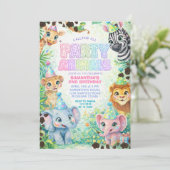 Party Animals Birthday Colorful Rainbow  Kaart (Staand voorkant)