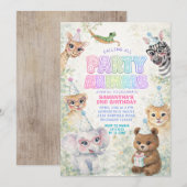 Party Animals Birthday Invitation | Rainbow Safari Kaart (Voorkant / Achterkant)