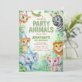 Party Animals Birthday Invitation | Safari Animal  Kaart (Staand voorkant)