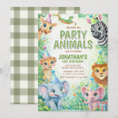 Party Animals Birthday Invitation | Safari Animal  Kaart (Voorkant / Achterkant)