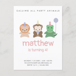 Party Animals Birthday Simple Invitation Briefkaar Briefkaart