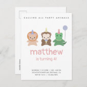 Party Animals Birthday Simple Invitation Briefkaar Briefkaart (Voorkant / Achterkant)