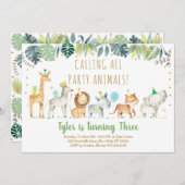 Party Animals Boy Safari Dag Kaart (Voorkant / Achterkant)