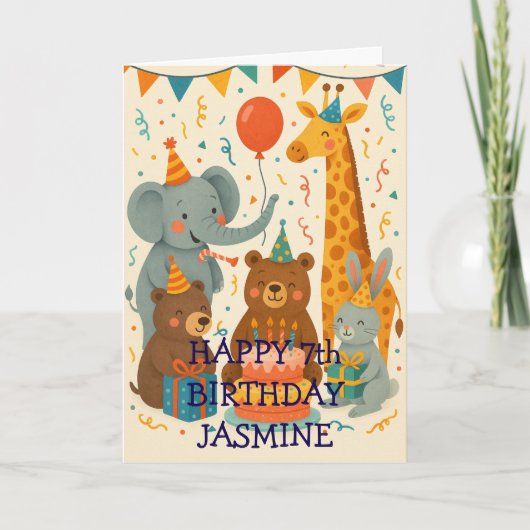 Party Animals Celebrating a Birthday Custom  Kaart (Voorkant)