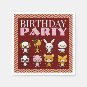 Party Animals, Chevron Birthday Party Napkin Servet