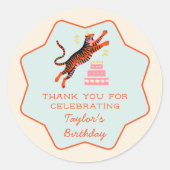 Party Animals Colorful Tiger Kids Birthday Ronde Sticker (Voorkant)