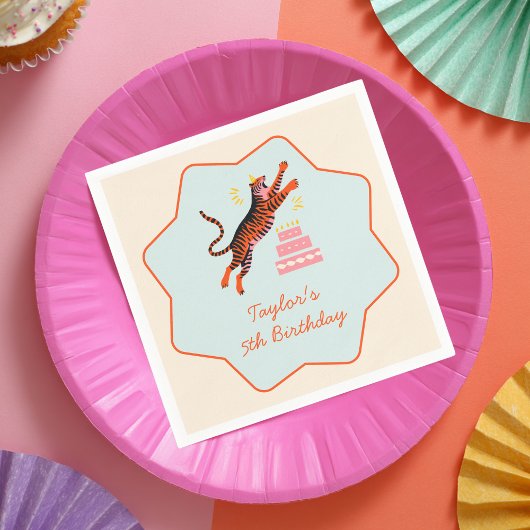 Party Animals Colorful Tiger Kids Birthday Servet