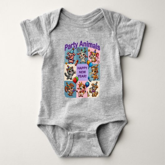 Party Animals "Gelukkig Nieuwjaar" Romper (Voorkant)
