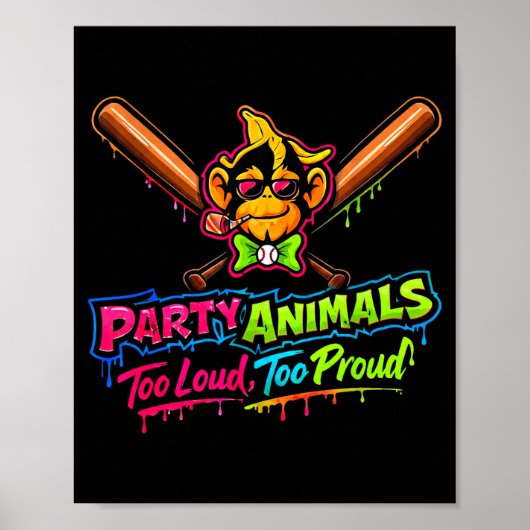 Party animals honkbal jersey  poster (Voorkant)