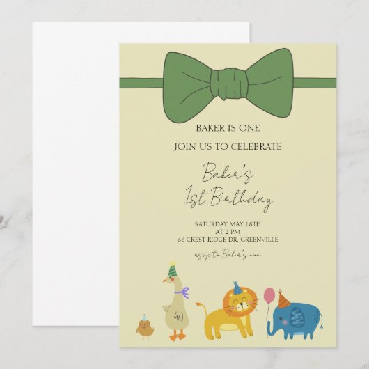 Party Animals Jongens Verjaardag Uitnodiging (Voorkant / Achterkant)