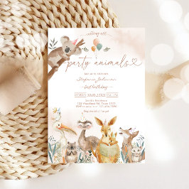 Party Animals Kids Birthday Invitation Kaart