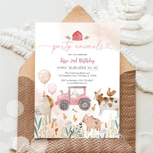 Party Animals Kids Birthday Invitation Kaart