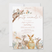 Party Animals Kids Birthday Invitation Kaart (Voorkant)