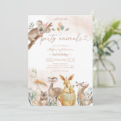 Party Animals Kids Birthday Invitation Kaart (Staand voorkant)