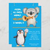 Party Animals Kids Birthday Invitation Kaart (Voorkant / Achterkant)