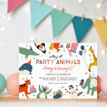 Party Animals Kids Verjaardagsfeest Kaart<br><div class="desc">Maak je klaar om te vieren met een verjaardagsuitnodiging voor kinderen met een "Party Animals" -thema! Dit leuke en feestelijke ontwerp is voorzien van schattige, kleurrijke petten met feestballonnen, cadeaus en een verjaardagstaart. Perfect voor een levendig en vrolijk verjaardagsfeest, deze uitnodiging kan worden aangepast met uw evenementgegevens. Beschikbaar als een...</div>