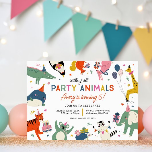 Party Animals Kids Verjaardagsfeest Kaart