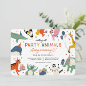 Party Animals Kids Verjaardagsfeest Kaart (Staand voorkant)