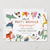 Party Animals Kids Verjaardagsfeest Kaart (Voorkant)