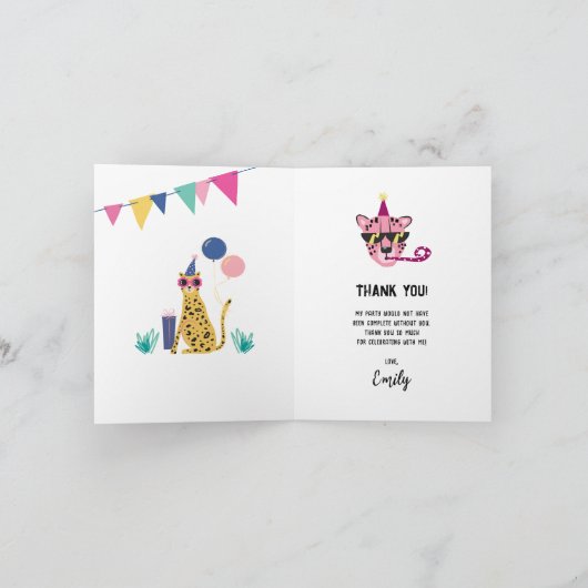 Party Animals Kind's verjaardagsfeest bedankkaart (Binnen)