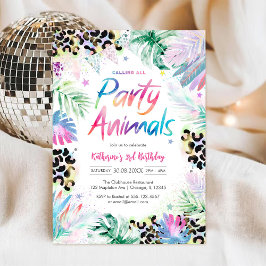 Party Animals Leopard Jungle Birthday Invitation Kaart