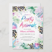 Party Animals Leopard Jungle Birthday Invitation Kaart (Voorkant)