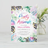 Party Animals Leopard Jungle Birthday Invitation Kaart (Staand voorkant)