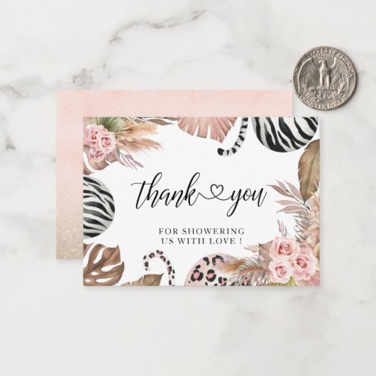 Party Animals Leopard Print Oerwoud Wild dank je Notitiekaartje (Voorkant / Achterkant in situ)