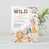 Party Animals Leopard Print Safari Baby Girl Kaart (Staand voorkant)