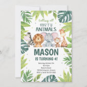 Party Animals Oerwoud Safari Birthday Invitation Kaart (Voorkant)