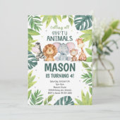 Party Animals Oerwoud Safari Birthday Invitation Kaart (Staand voorkant)