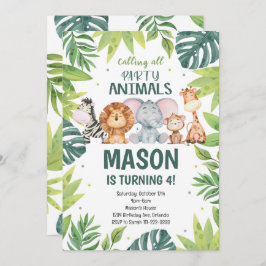 Party Animals Oerwoud Safari Birthday Invitation Kaart