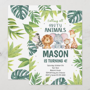 Party Animals Oerwoud Safari Birthday Invitation Kaart
