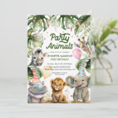 Party Animals Oerwoud Safari Birthday Invitation Kaart (Staand voorkant)