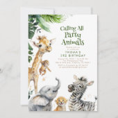 Party Animals Oerwoud Safari Fun Birthday Kaart (Voorkant)