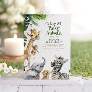 Party Animals Oerwoud Safari Fun Birthday Kaart