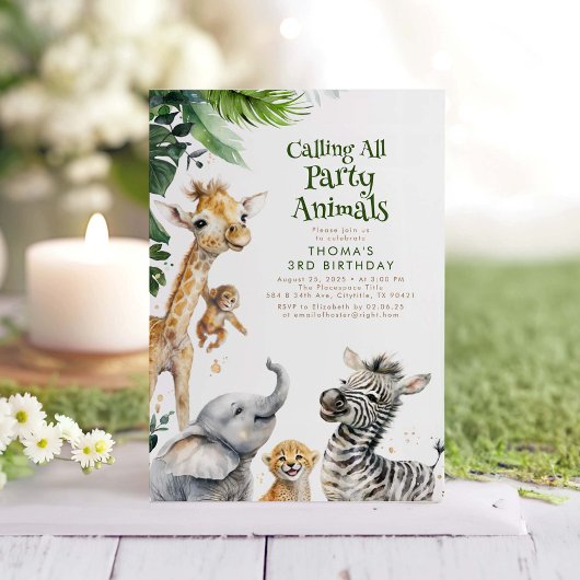 Party Animals Oerwoud Safari Fun Birthday Kaart