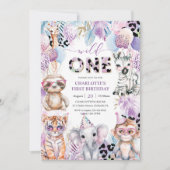 Party Animals Oerwoud Safari Wild Een 1e Verjaarda Kaart (Voorkant)