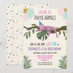 Party Animals Oerwoud Zoo Birthday Invitation Girl Kaart