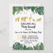 Party Animals Safari Birthday of Shower Invitation Kaart (Voorkant)