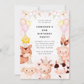 Party Animals Safari Birthday Party Invitation Kaart (Voorkant)