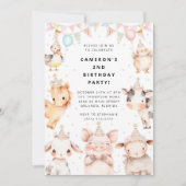 Party Animals Safari Birthday Party Invitation Kaart (Voorkant)